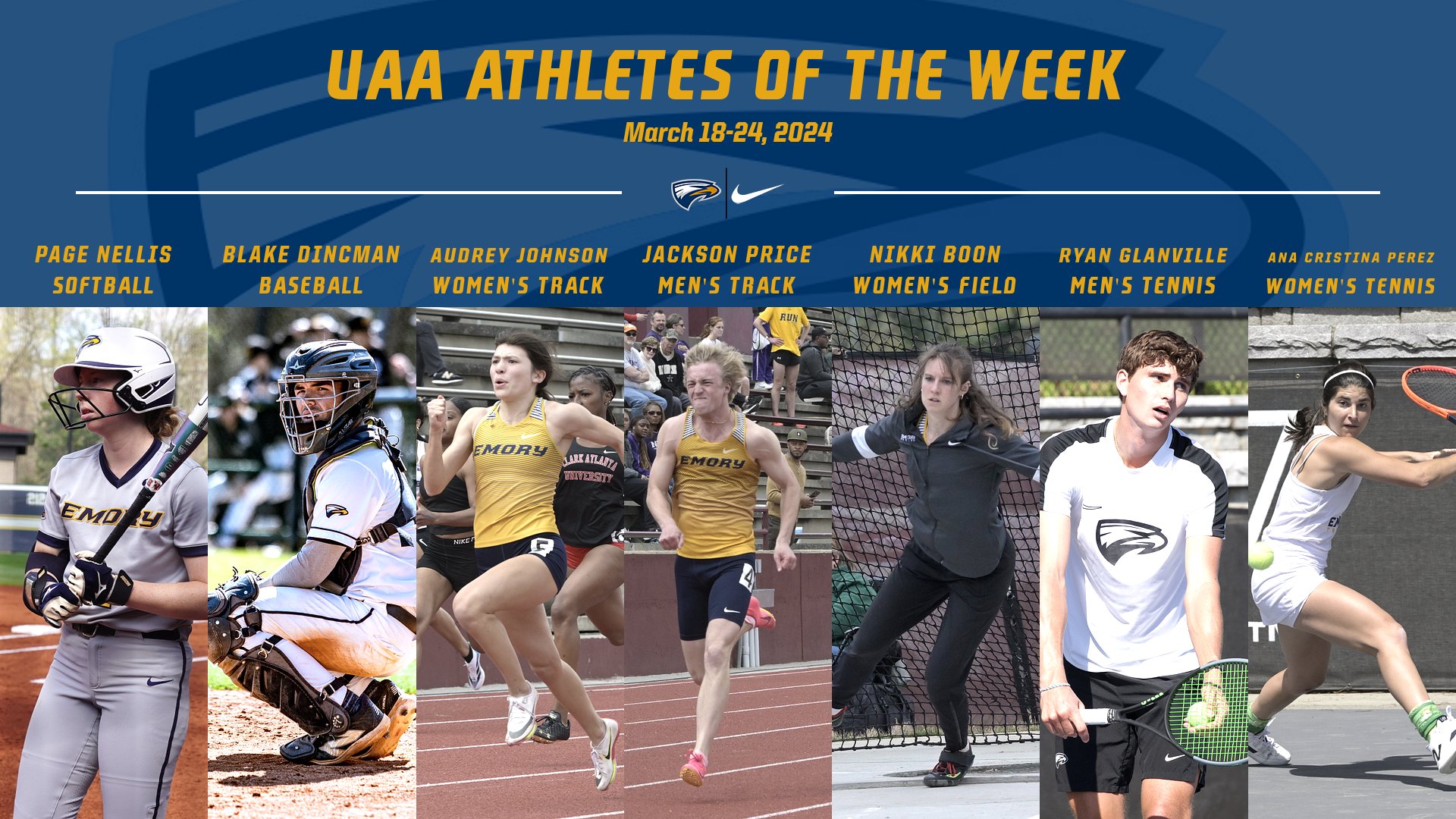 Seven Eagles Tabbed as UAA Athletes of the Week