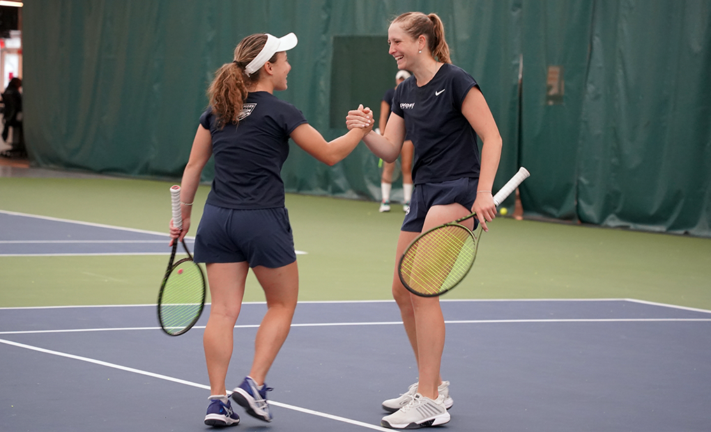 Women’s Tennis Dominates #8 Ranked Johns Hopkins in Friday Morning Matchup