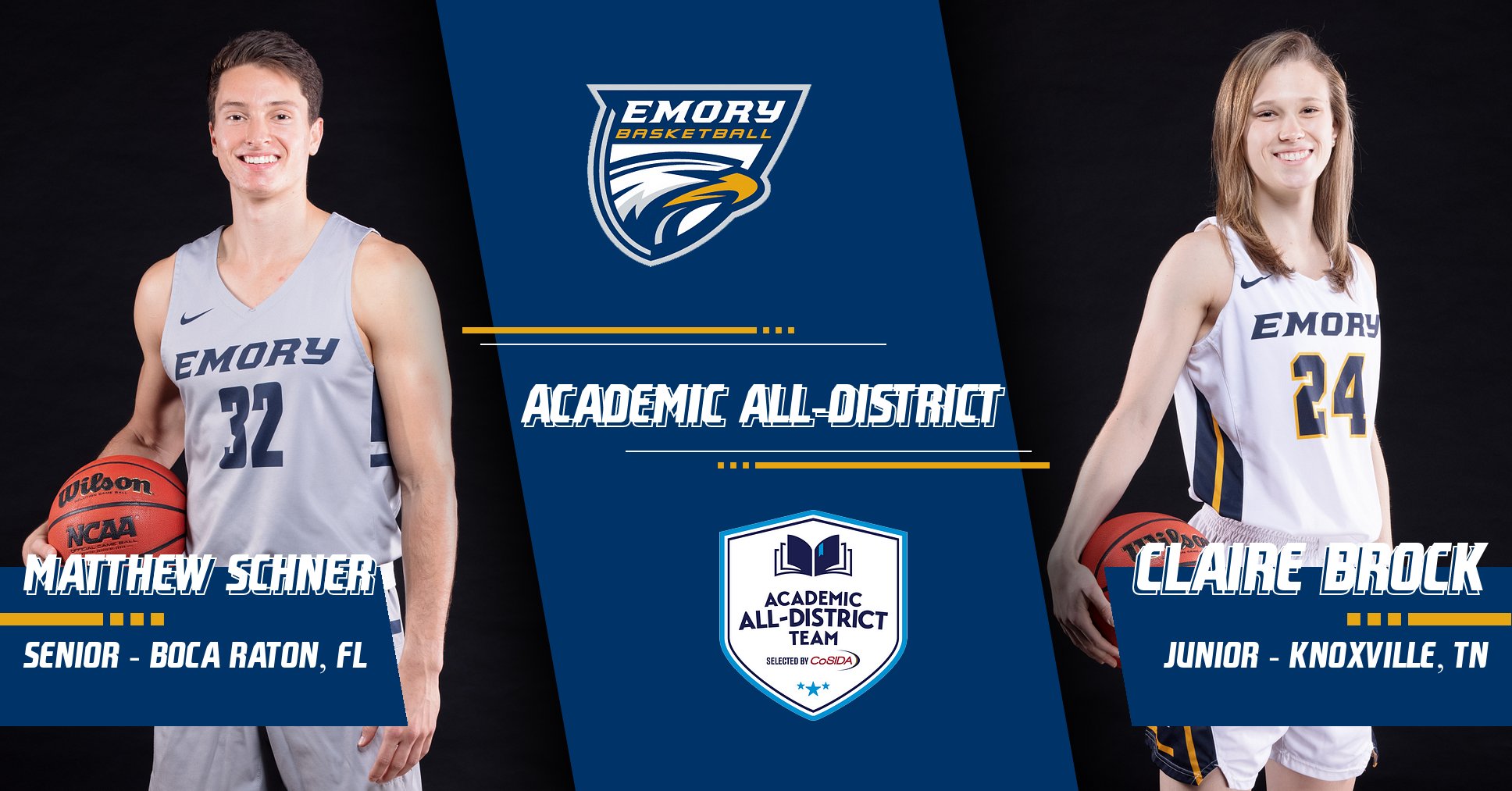 Matthew Schner & Claire Brock Named to CoSIDA Academic All-District Team