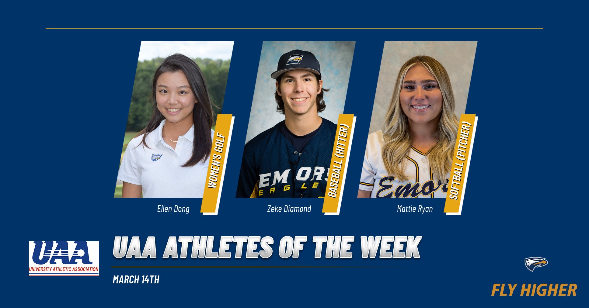 Eagles Earn Three UAA Athlete of the Week Selections