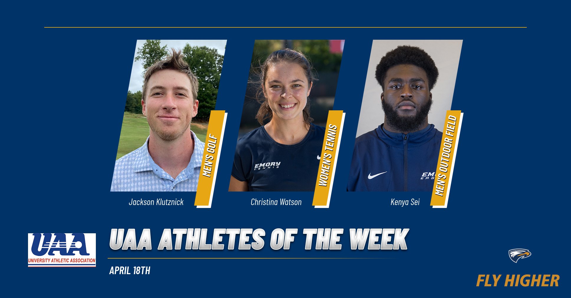 Three Eagles Selected as UAA Athletes of the Week