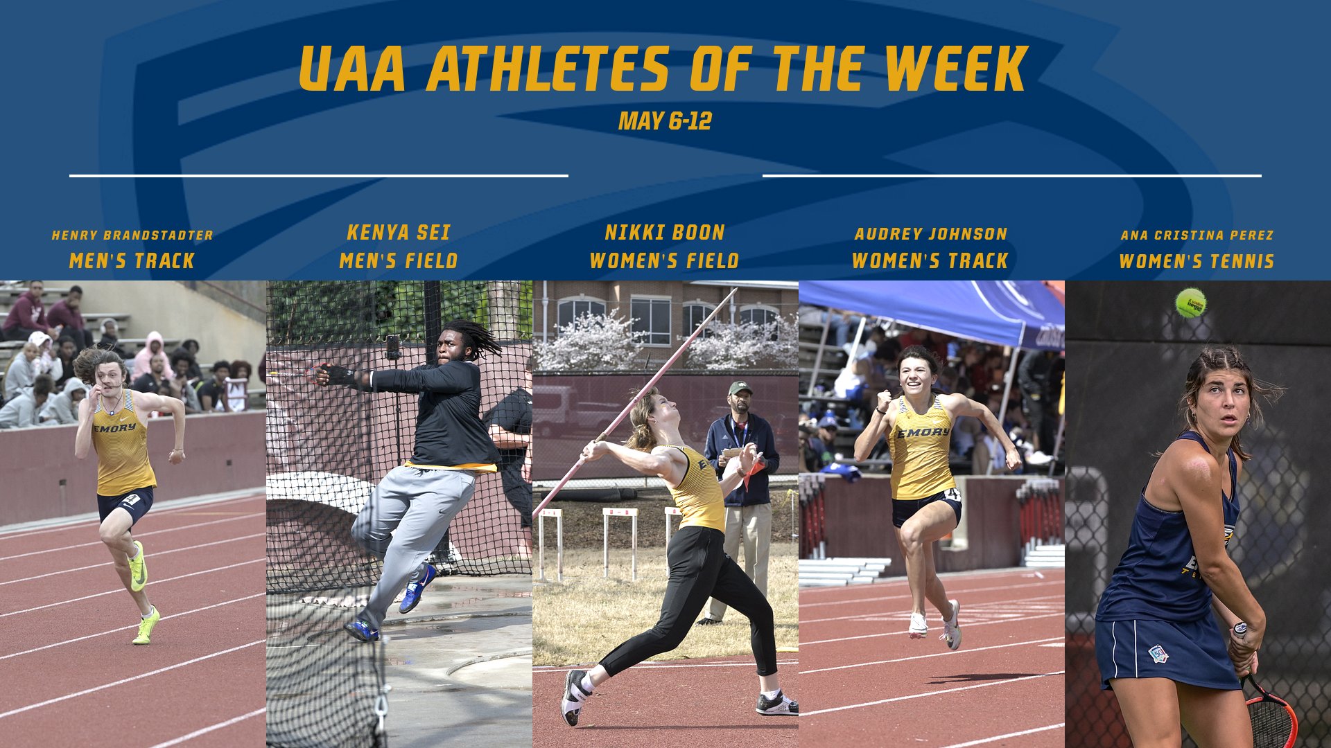 Five Eagles Tabbed as UAA Athletes of the Week for May 6-12