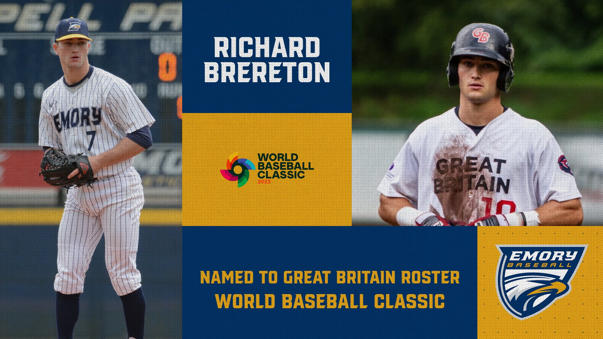 Graphic: One photo of Brereton in Emory Jersey and one in Great Britain jersey
