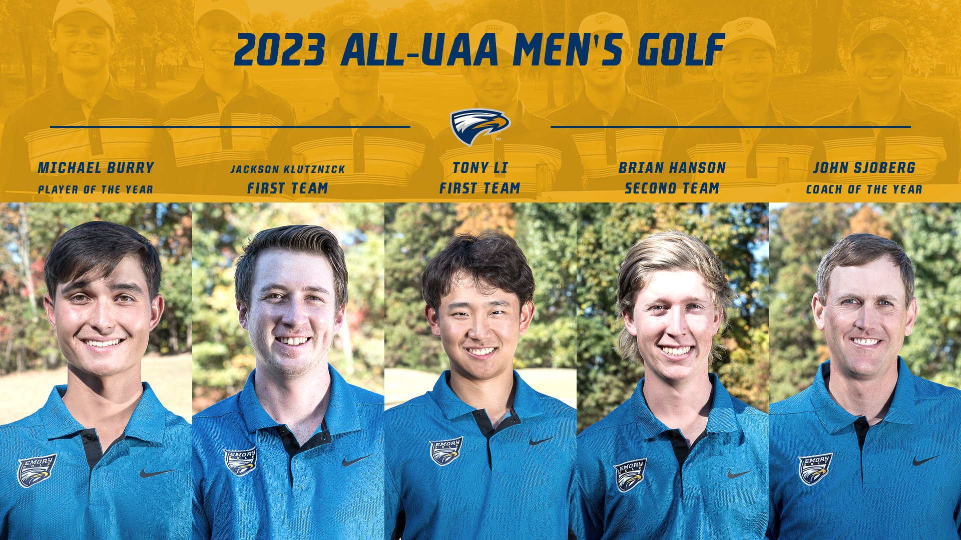 Men's Golf Lands Four on All-UAA Team; Burry Named Player of the Year
