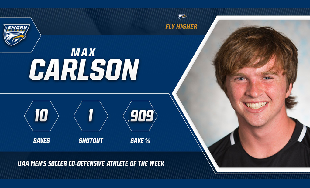 Max Carlson Named UAA Men's Soccer Co-Defensive Athlete of the Week