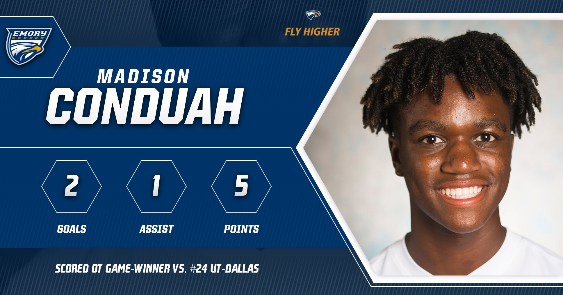 Madison Conduah Tabbed as UAA Men's Soccer Offensive Athlete of the Week