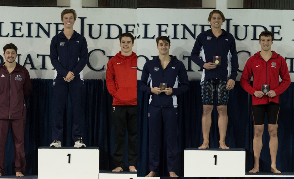Men's Swimming & Diving Capture Four Event Titles, Break Two Records on Day One