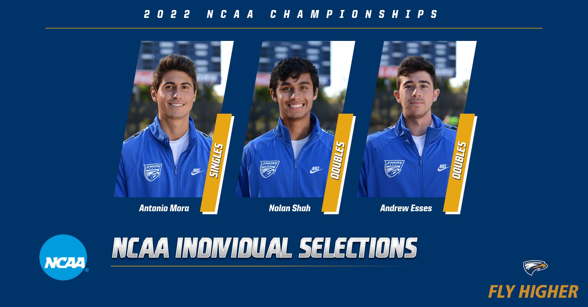 Three From Emory Men's Tennis Selected to NCAA Individual Championships