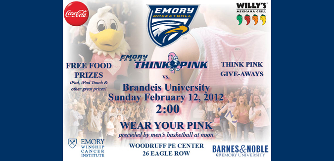 Emory To 'Think Pink' During Women's Basketball Game vs. Brandeis