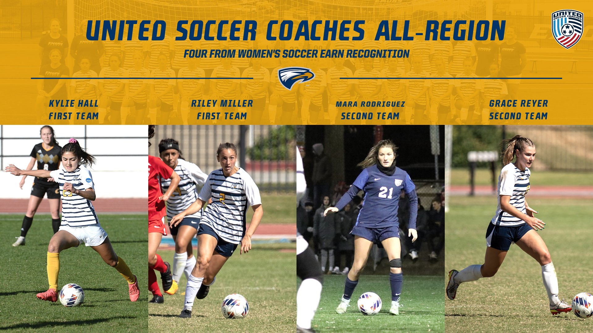 Women's Soccer Place Four on United Soccer Coaches All-Region Teams