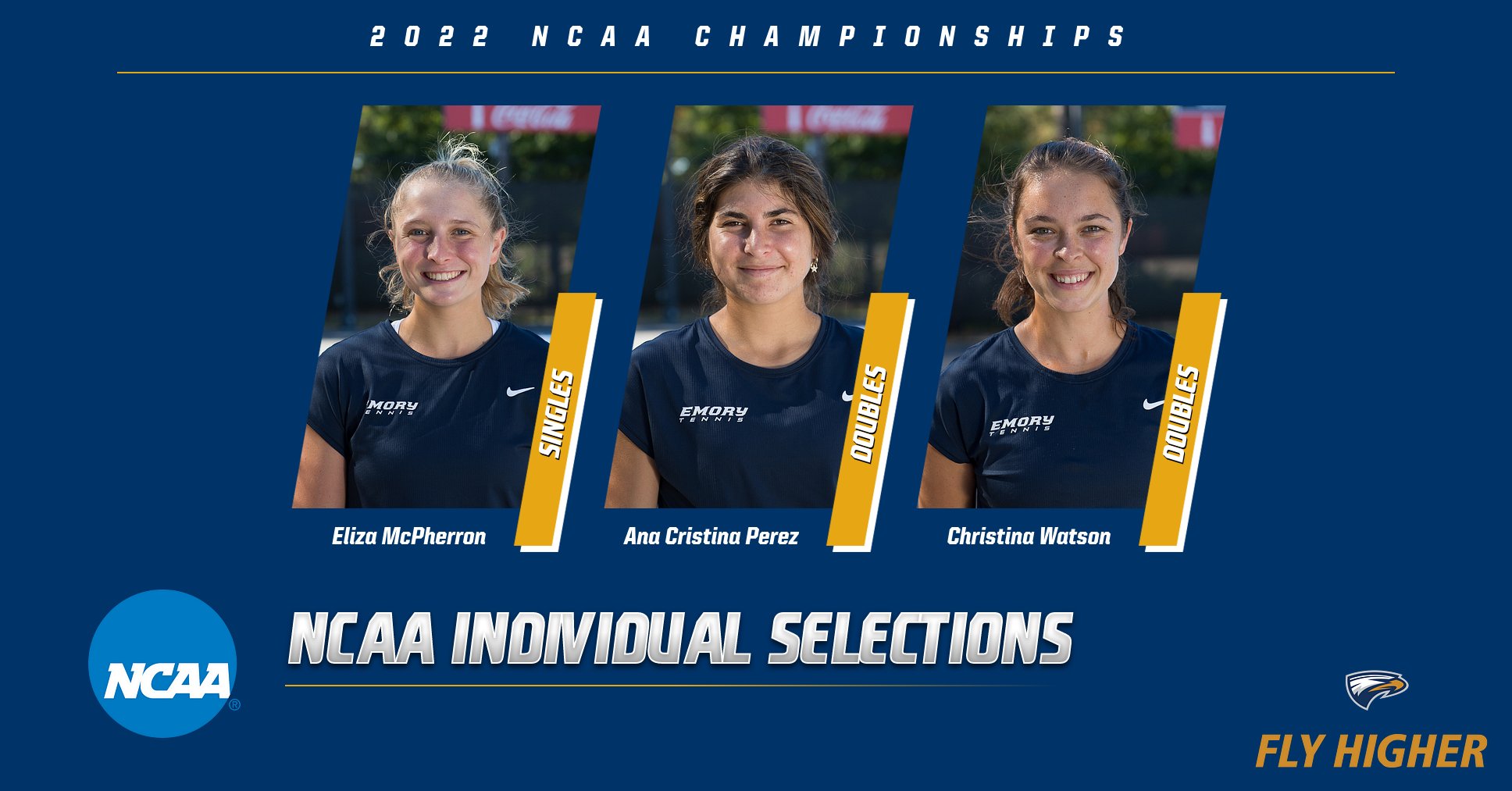 Three From Emory Women's Tennis Selected to NCAA Individual Championships