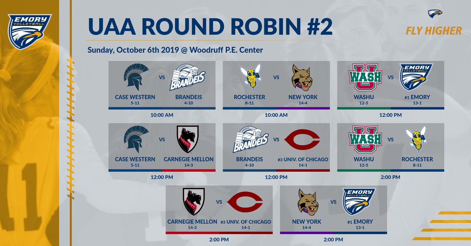 Emory Volleyball To Host UAA Round Robin II