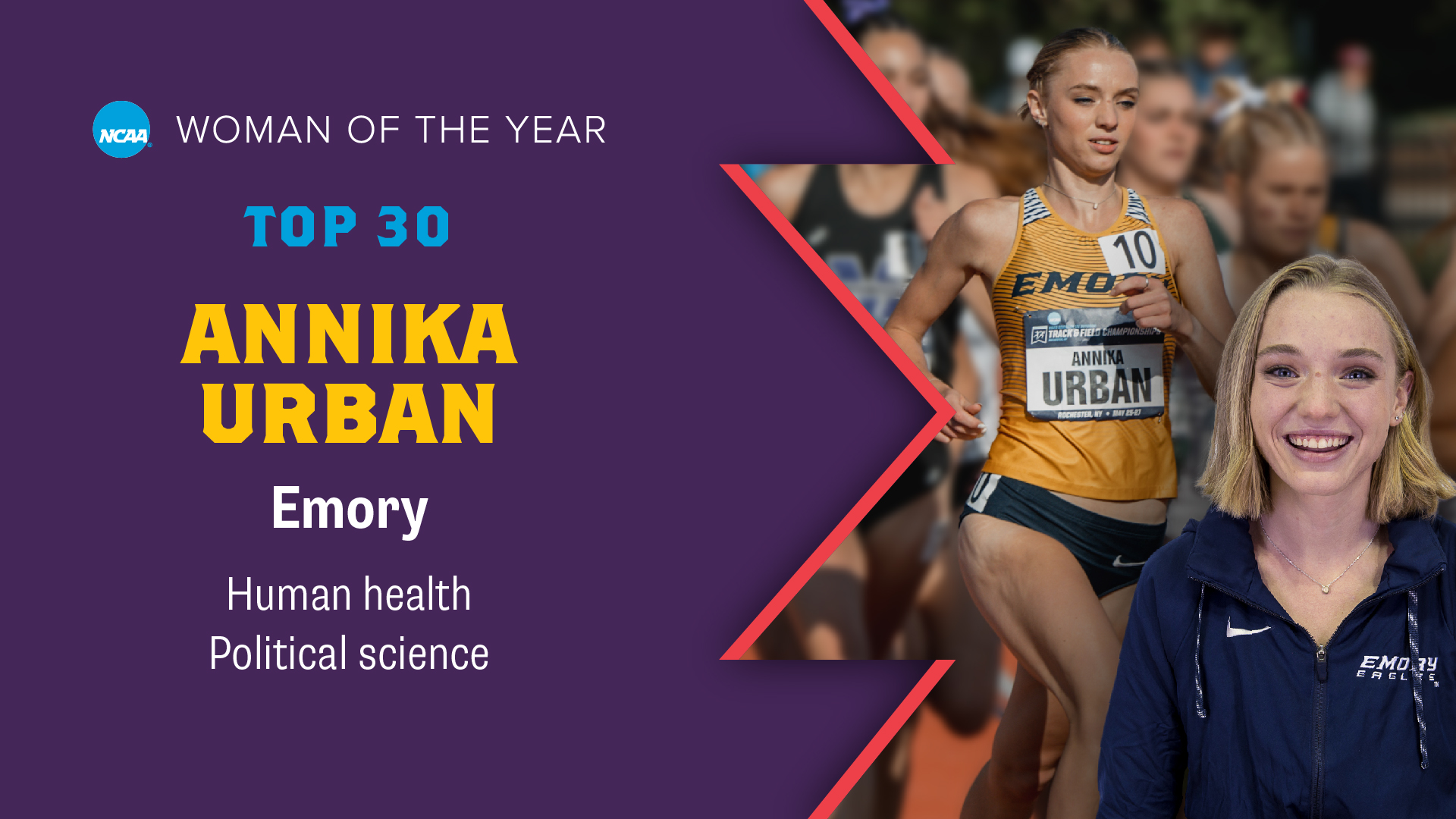 Annika Urban Honored as Top 30 Finalist for NCAA Woman of the Year Award