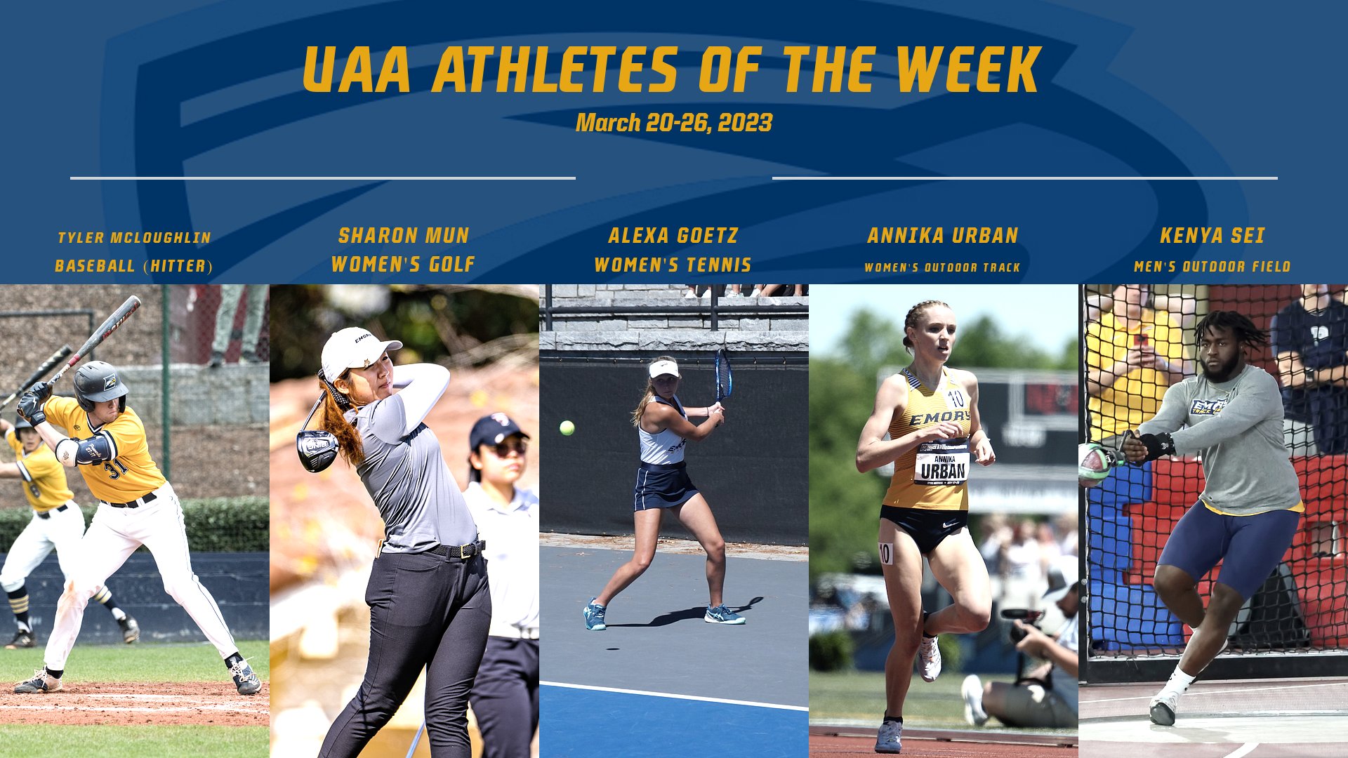Five Eagles Named UAA Athletes of the Week