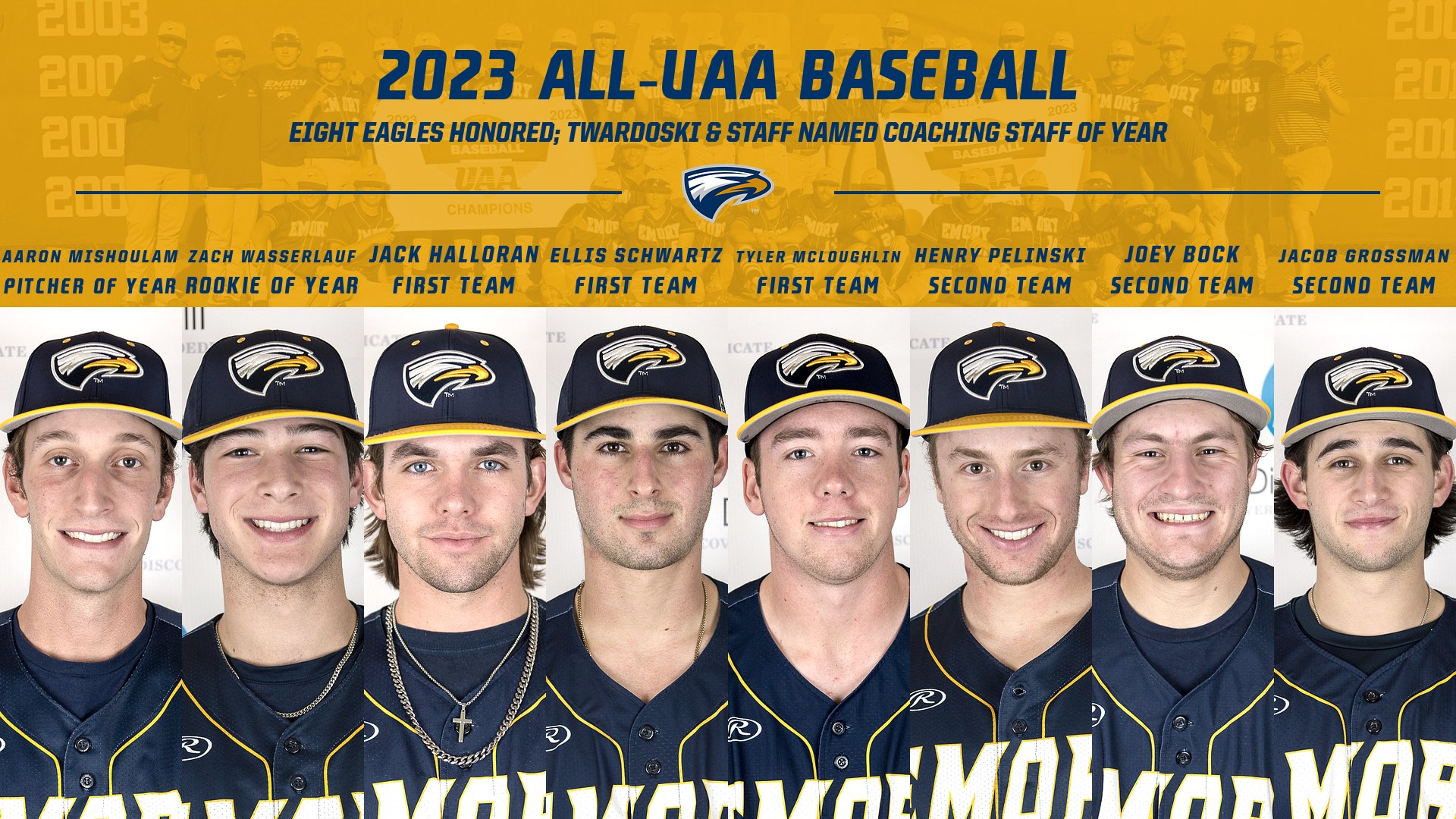 Eight From Emory Baseball Honored on All-UAA Team