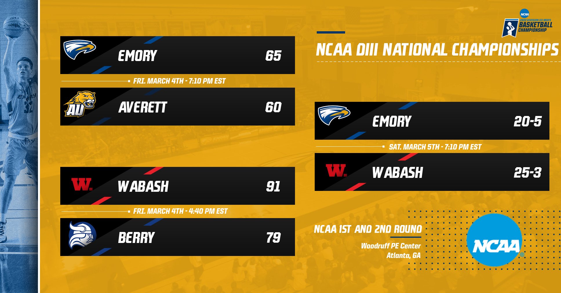 2022 NCAA®  DIII Men's Basketball Championships - 1st & 2nd Rounds